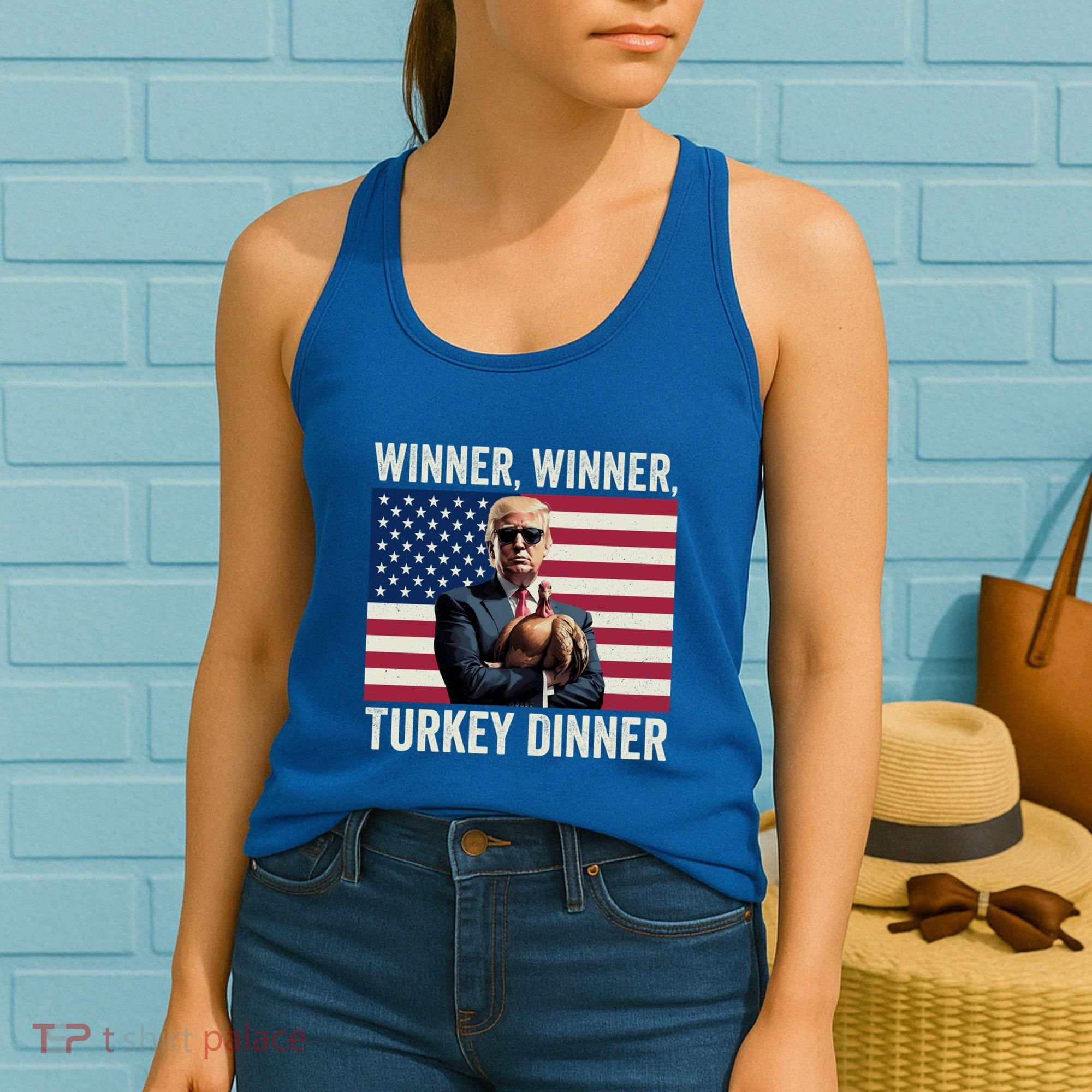 Humor Funny Trump Winner Winner Turkey Dinner Thanksgiving Cool Gift Women's Tank Top