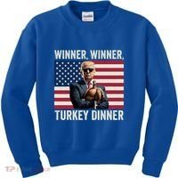 Humor Funny Trump Winner Winner Turkey Dinner Thanksgiving Cool Gift Kids Sweatshirt thumb 0