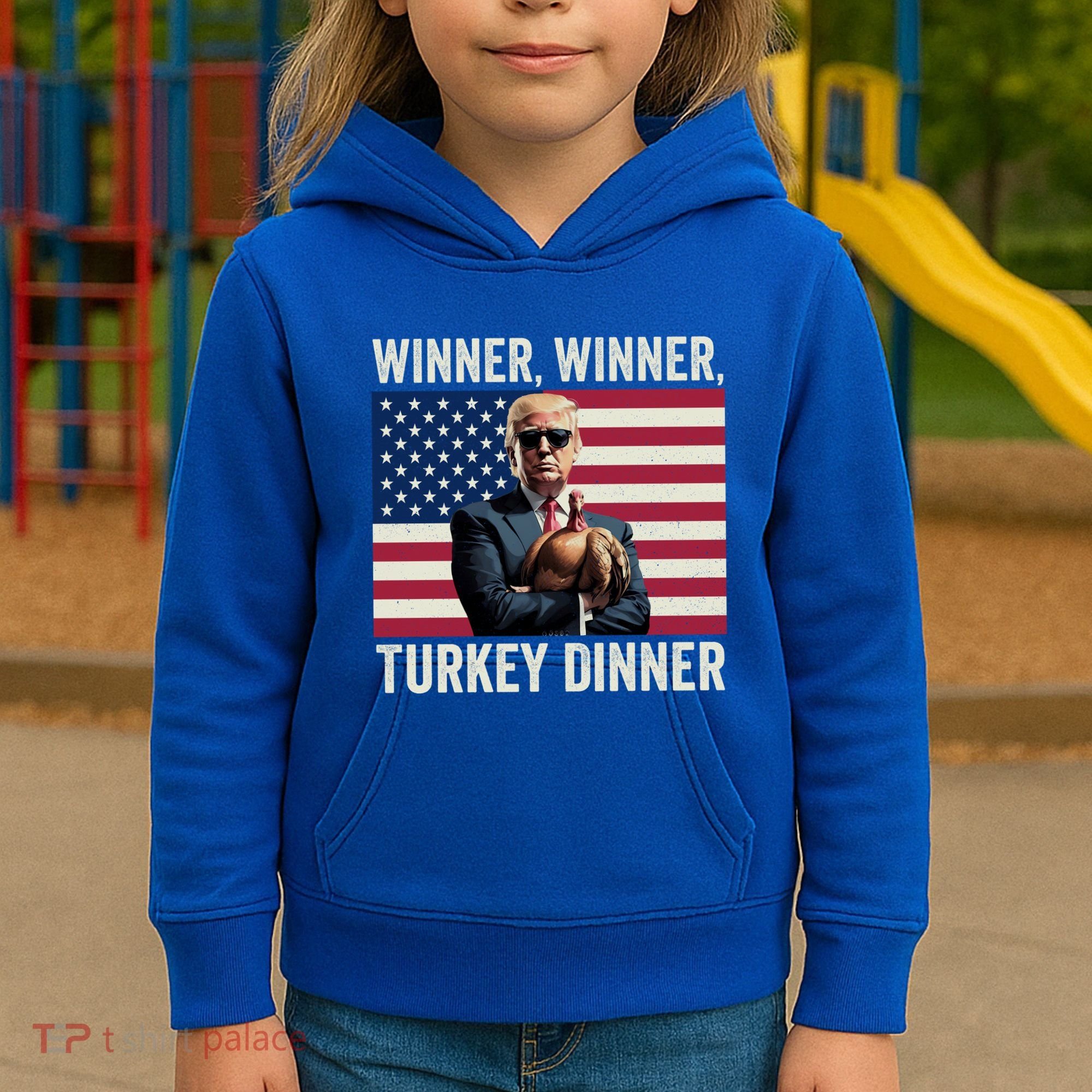 Humor Funny Trump Winner Winner Turkey Dinner Thanksgiving Cool Gift Kids Hoodie