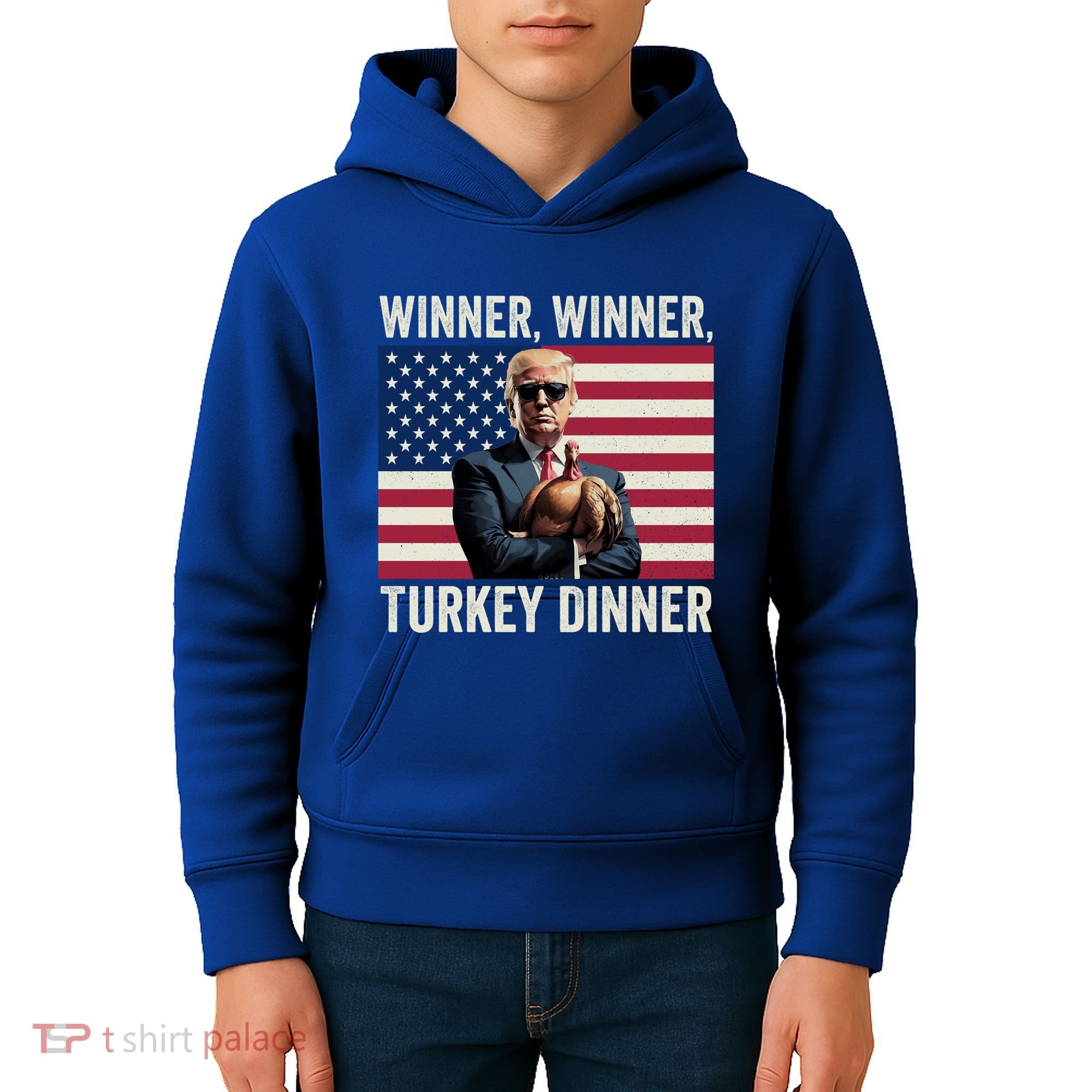 Humor Funny Trump Winner Winner Turkey Dinner Thanksgiving Cool Gift Kids Hoodie
