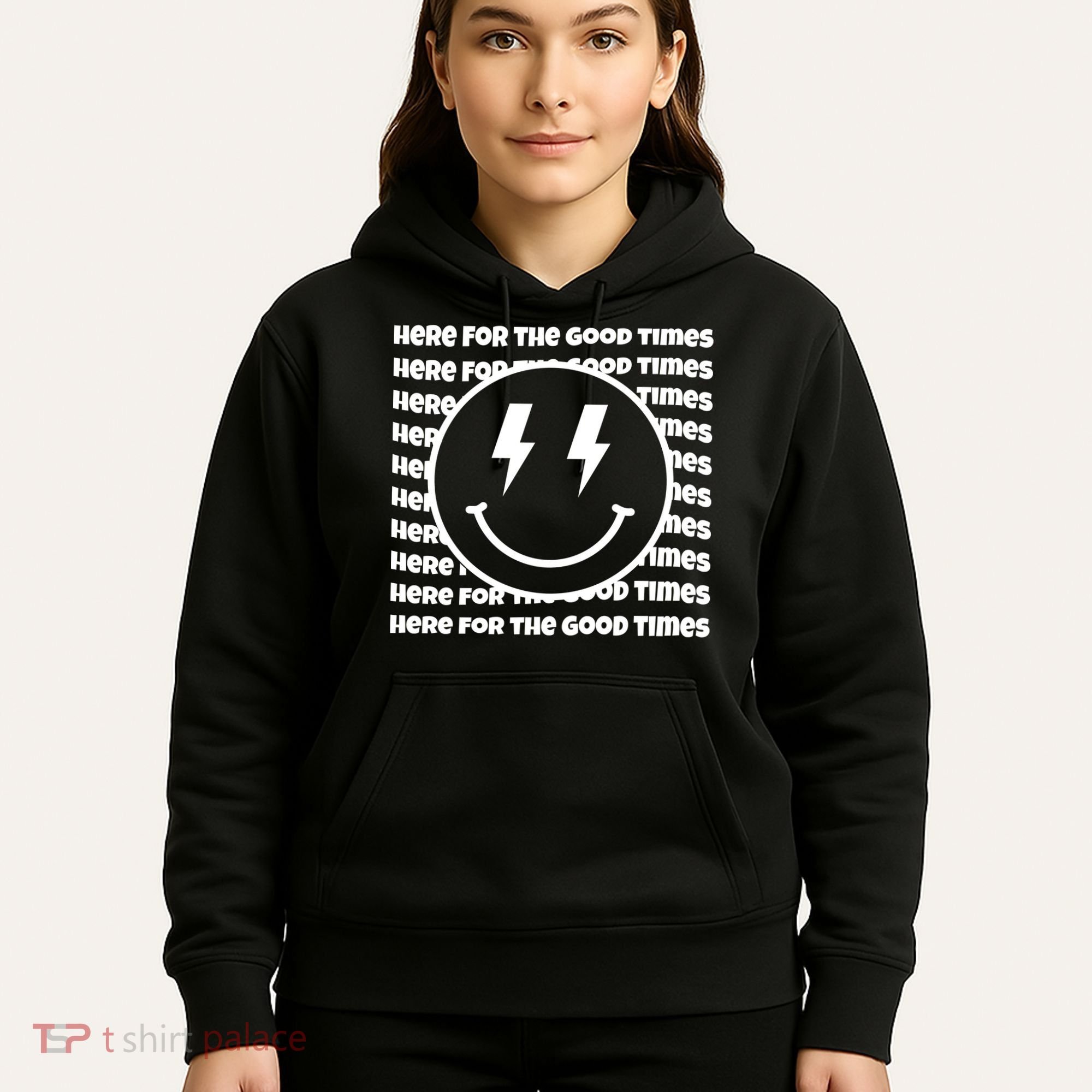 Here For The Good Times Retro Smile Hoodie