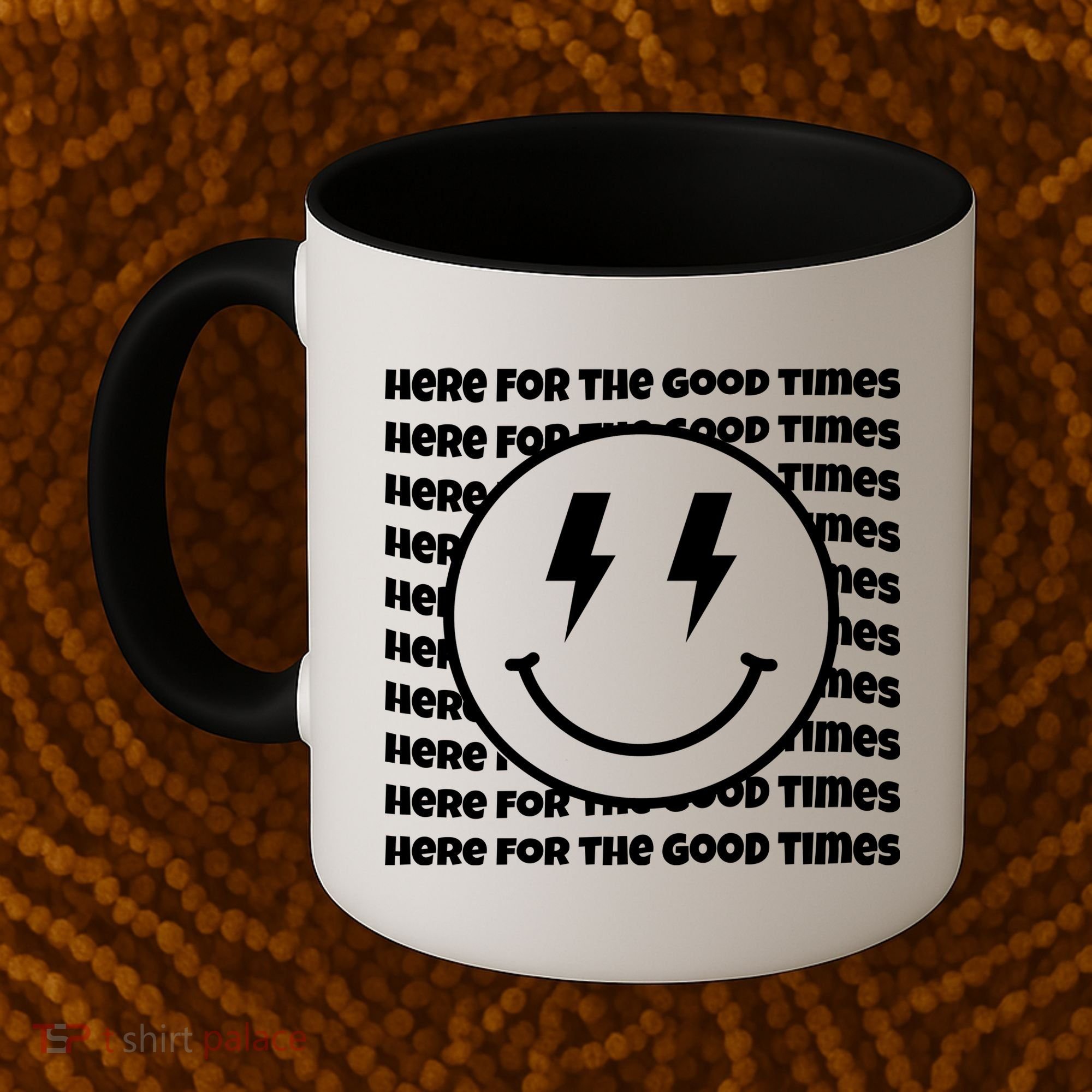 Here For The Good Times Retro Smile Coffee Mug