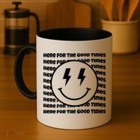 Here For The Good Times Retro Smile Coffee Mug thumb 4