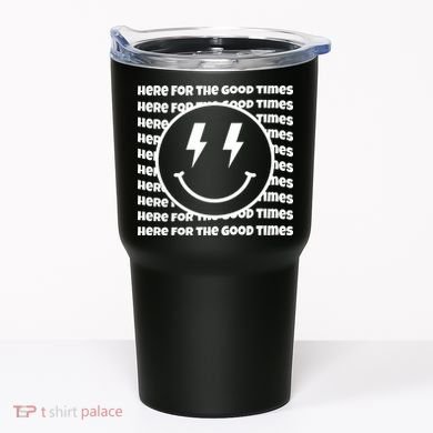 Here For The Good Times Retro Smile Tumbler
