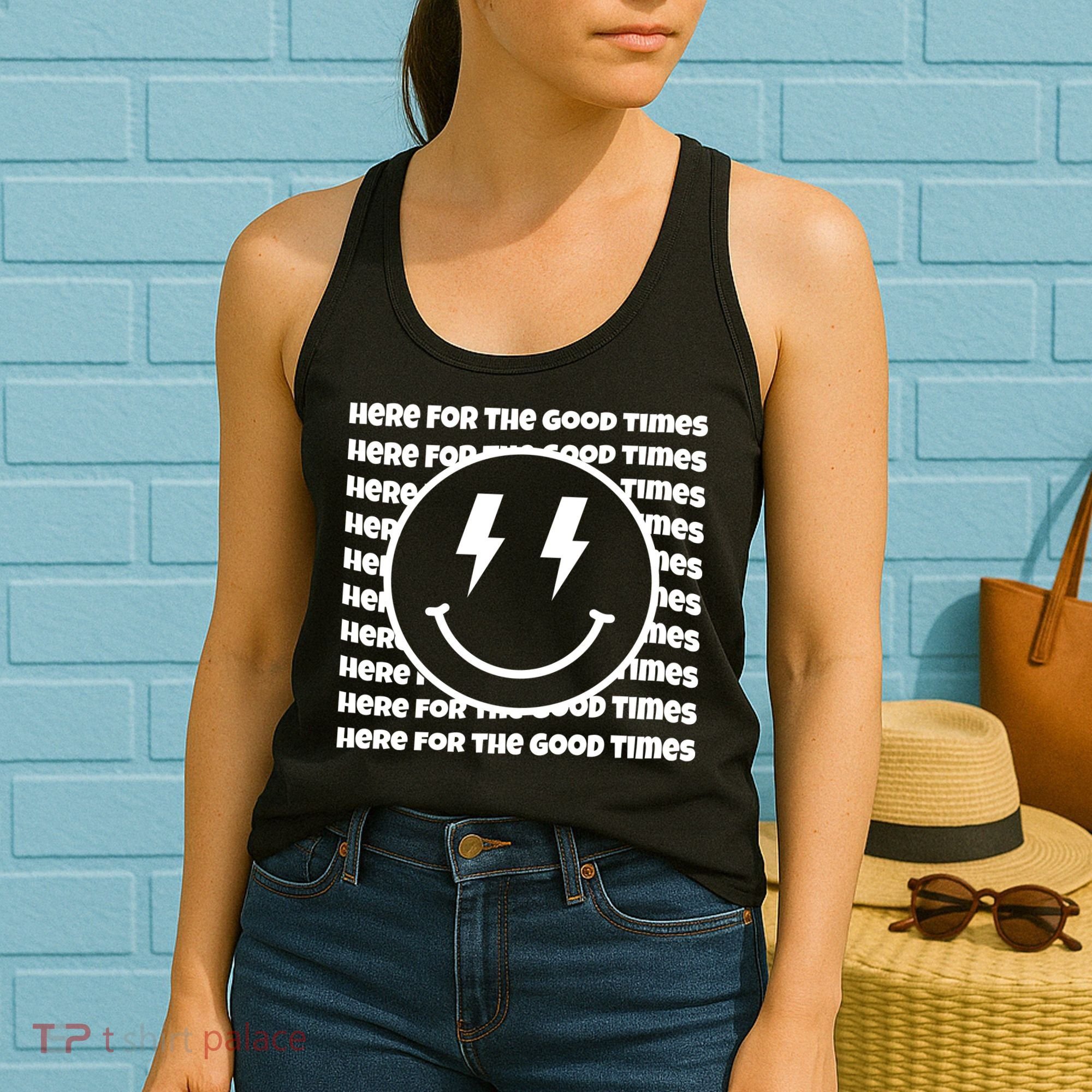 Here For The Good Times Retro Smile Women's Tank Top
