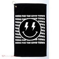 Here For The Good Times Retro Smile Golf Towel thumb 0