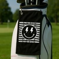 Here For The Good Times Retro Smile Golf Towel thumb 2