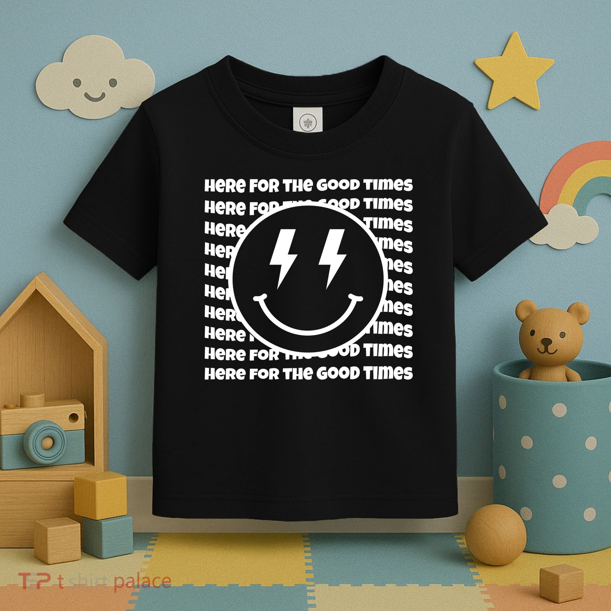 Here For The Good Times Retro Smile Toddler T-Shirt