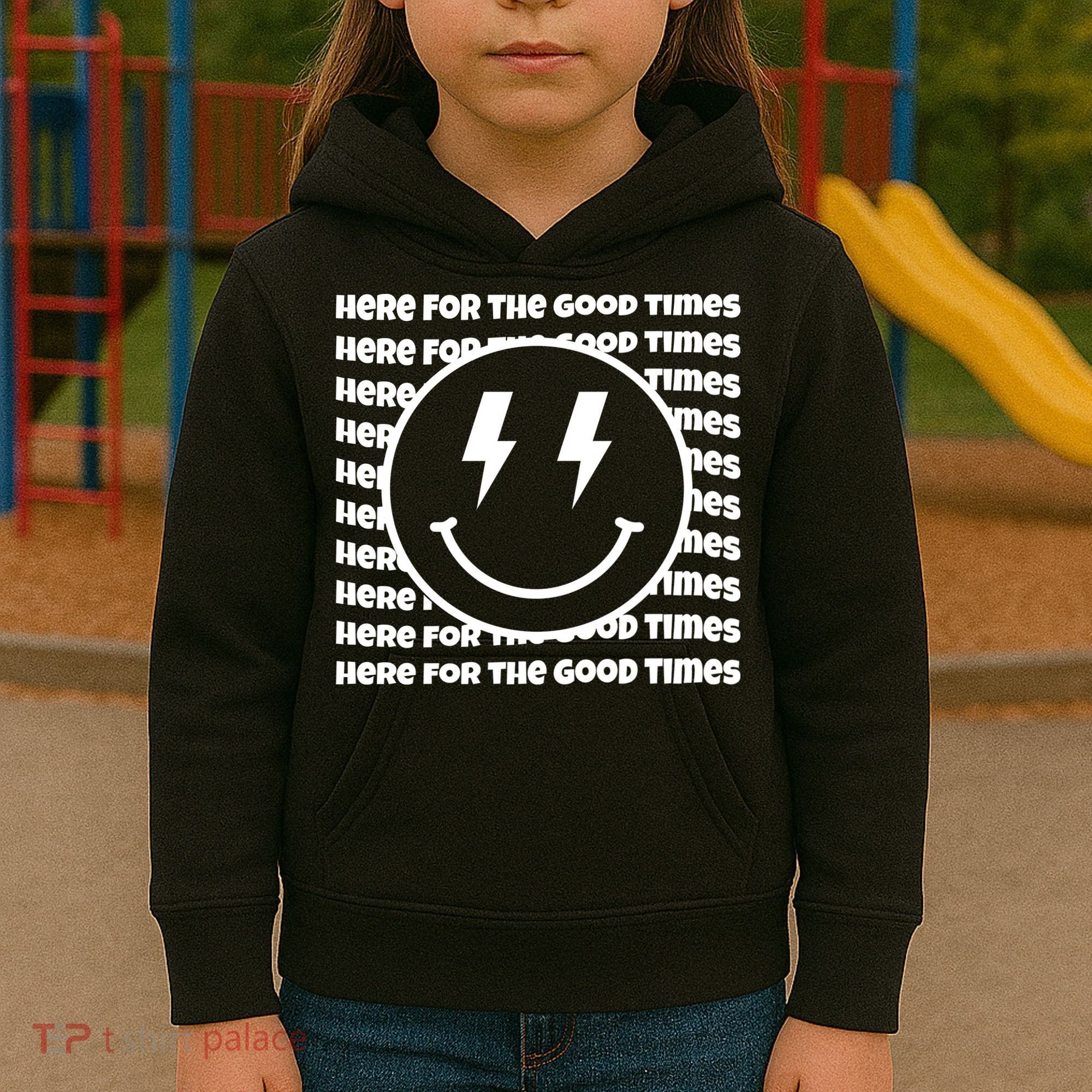 Here For The Good Times Retro Smile Kids Hoodie