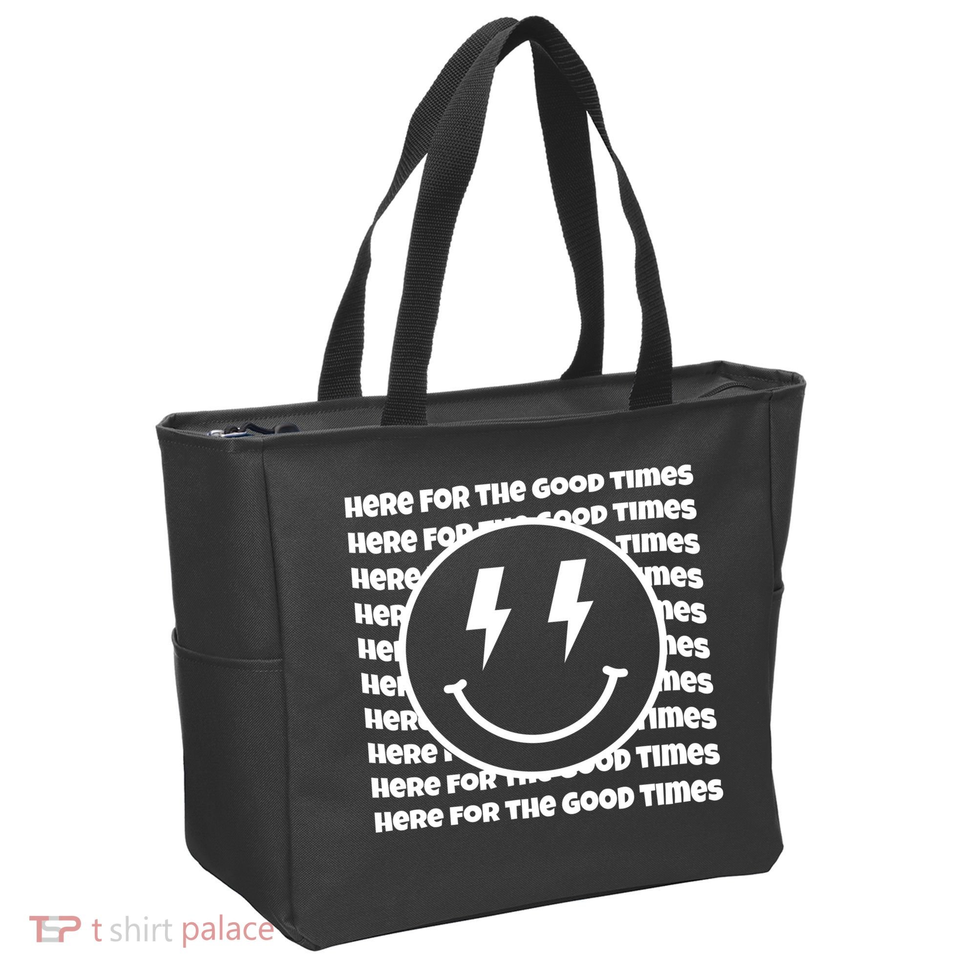 Here For The Good Times Retro Smile Tote Bag