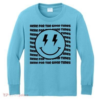 Here For The Good Times Retro Smile Kids Long Sleeve Shirt