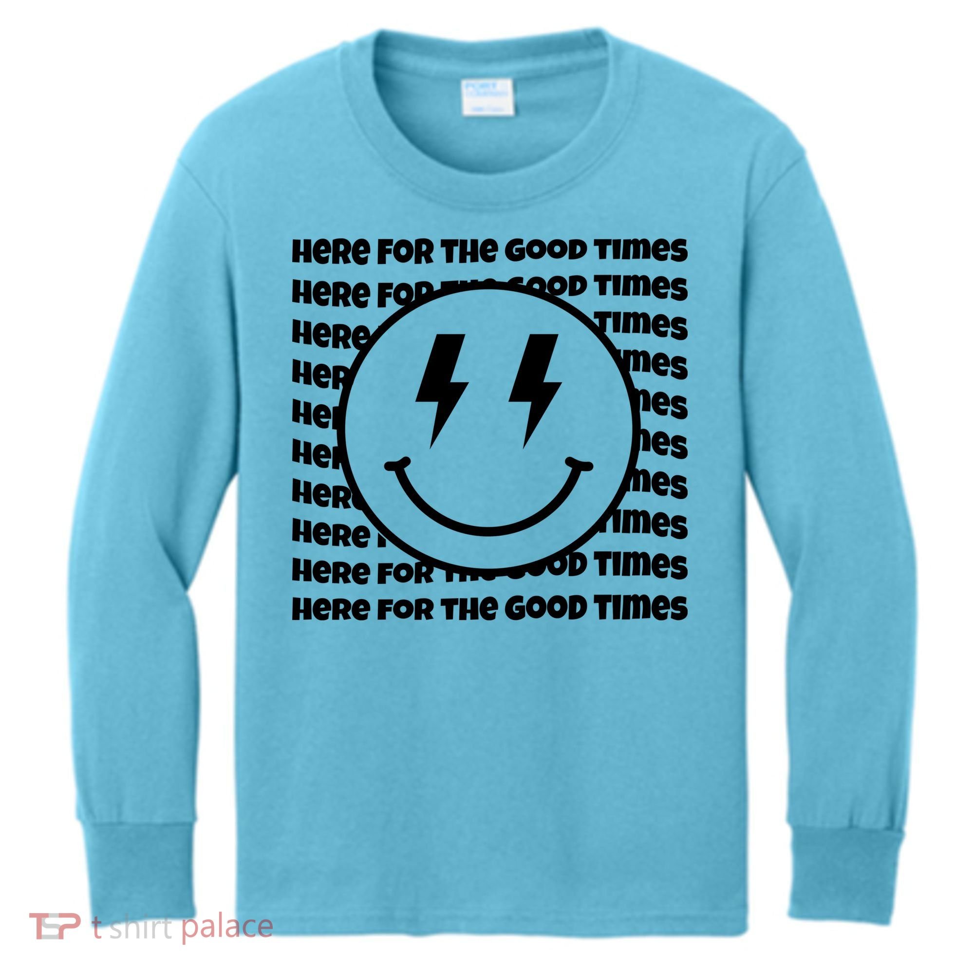 Here For The Good Times Retro Smile Kids Long Sleeve Shirt