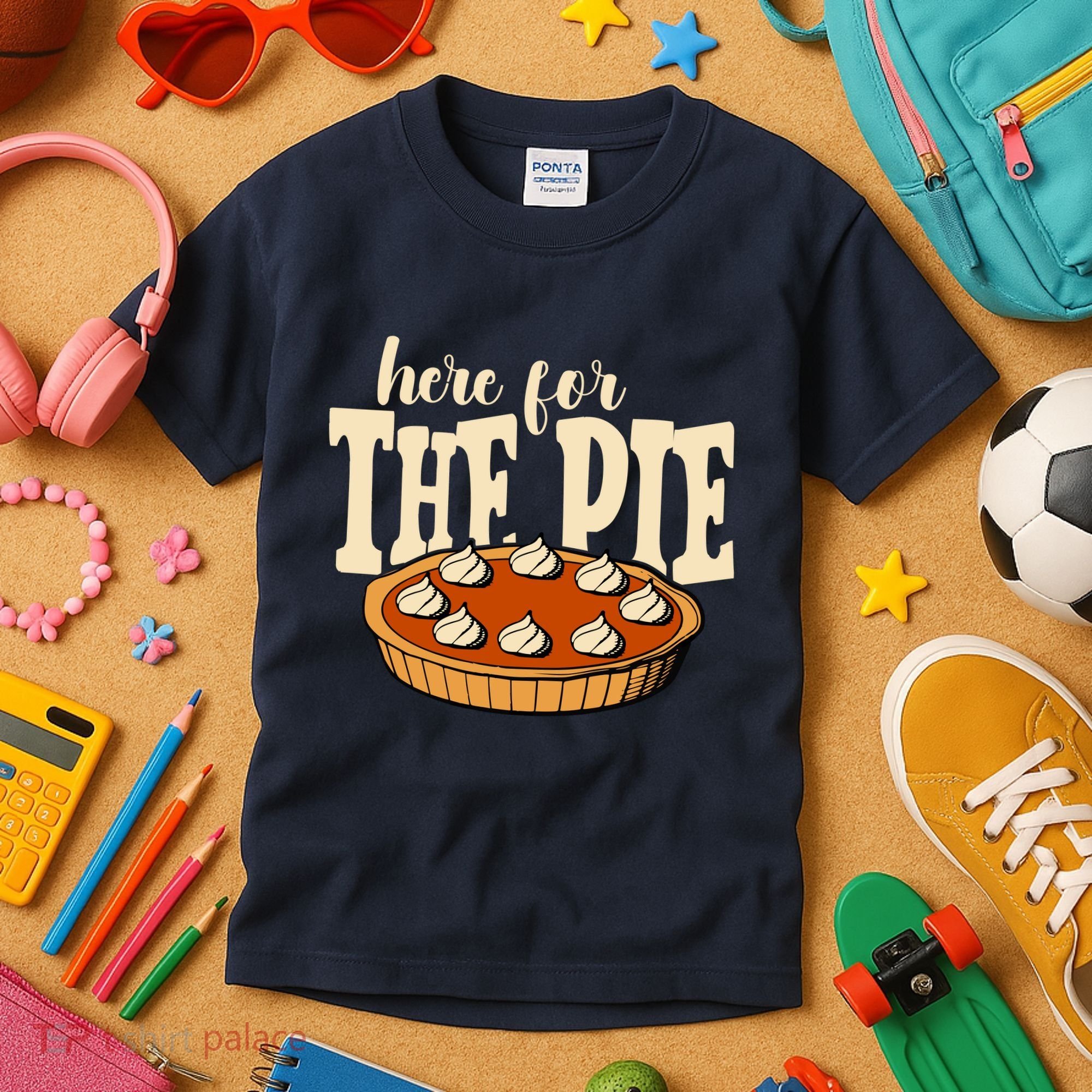 Here For The Pie Thanksgiving Holiday Kids T-Shirt