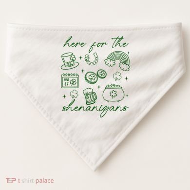 Here For The Shenanigans St Patricks Day USA-Made Doggie Bandana