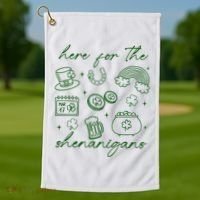 Here For The Shenanigans St Patricks Day Golf Towel thumb 1