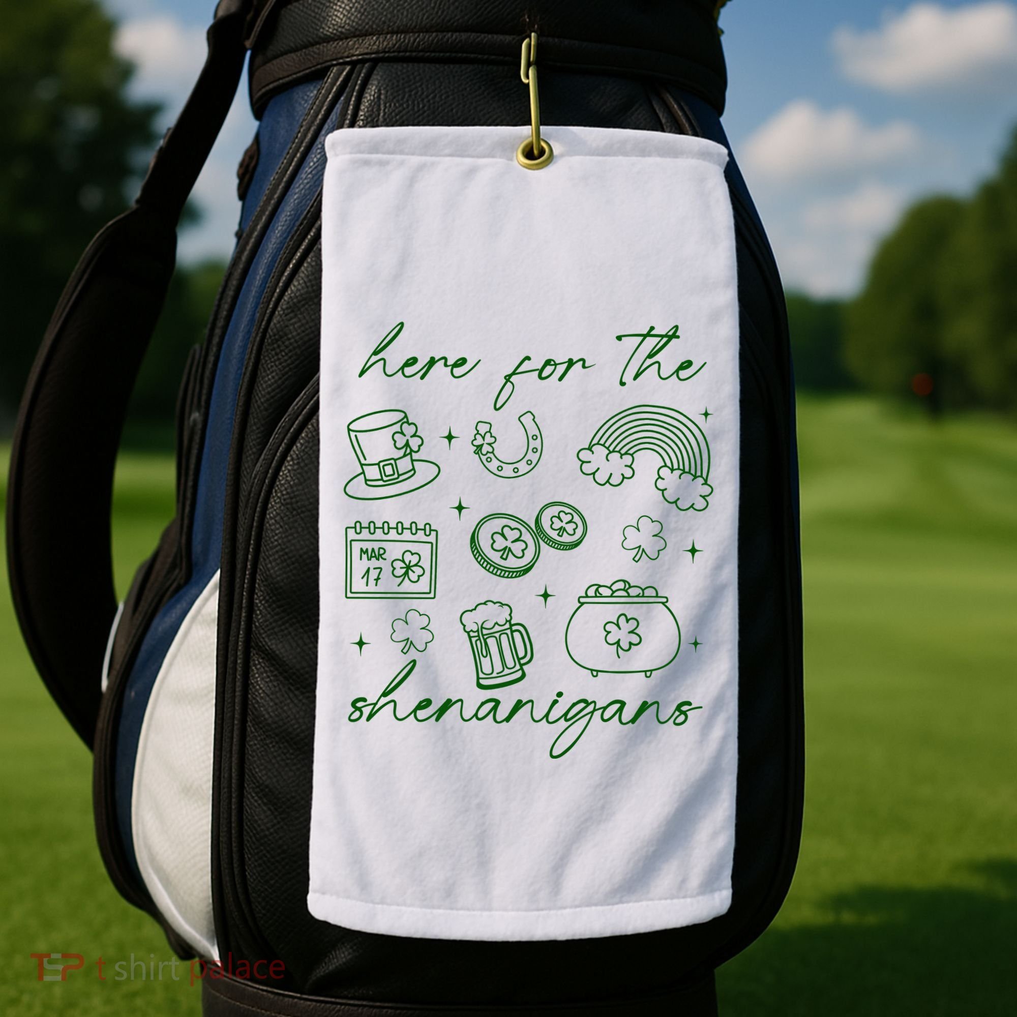 Here For The Shenanigans St Patricks Day Golf Towel