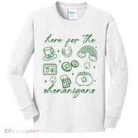 Here For The Shenanigans St Patricks Day Kids Long Sleeve Shirt thumb 0