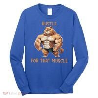 Hustle For That Muscle Cat Weightlifting Bodybuilding Gym Gift Long Sleeve Shirt thumb 0