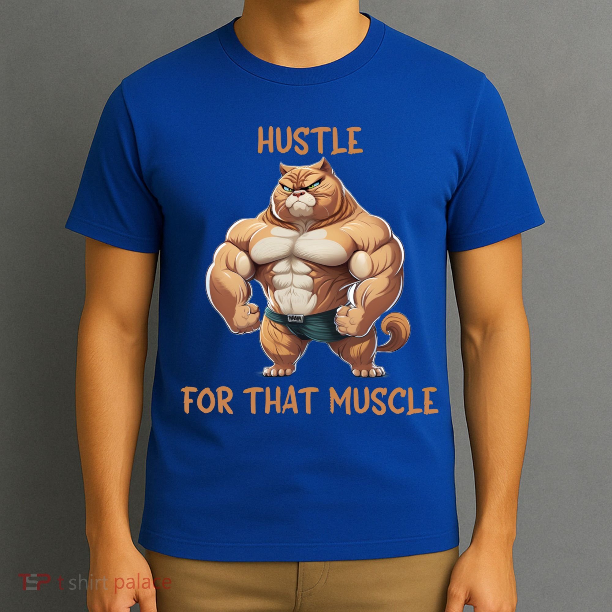 Hustle For That Muscle Cat Weightlifting Bodybuilding Gym Gift T-Shirt