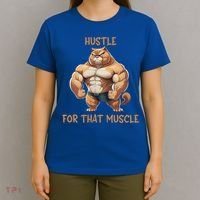 Hustle For That Muscle Cat Weightlifting Bodybuilding Gym Gift T-Shirt thumb 4