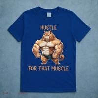 Hustle For That Muscle Cat Weightlifting Bodybuilding Gym Gift T-Shirt thumb 5