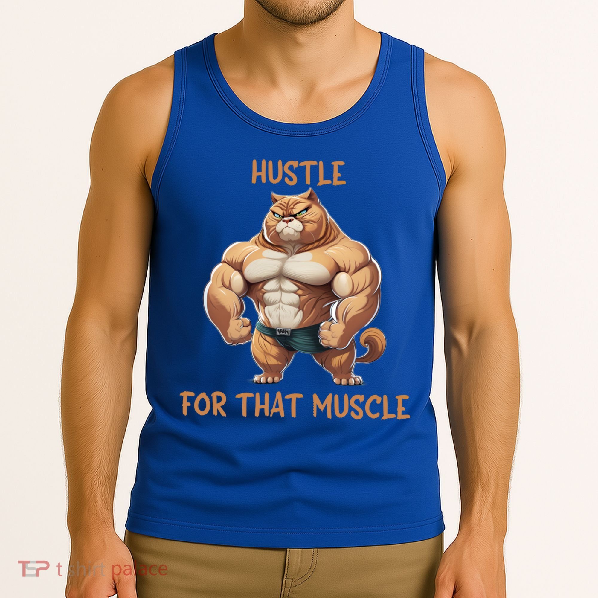 Hustle For That Muscle Cat Weightlifting Bodybuilding Gym Gift Tank Top
