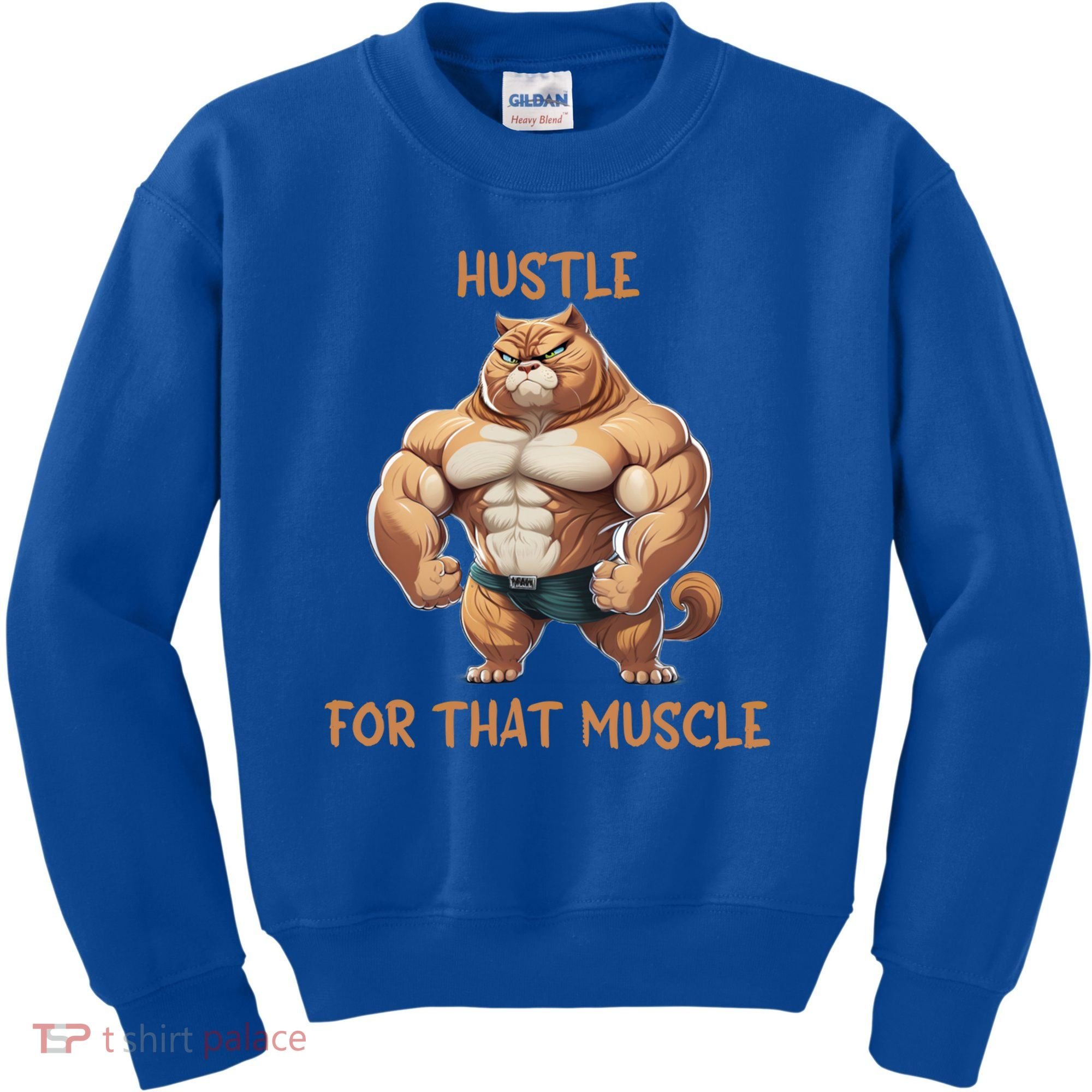 Hustle For That Muscle Cat Weightlifting Bodybuilding Gym Gift Kids Sweatshirt
