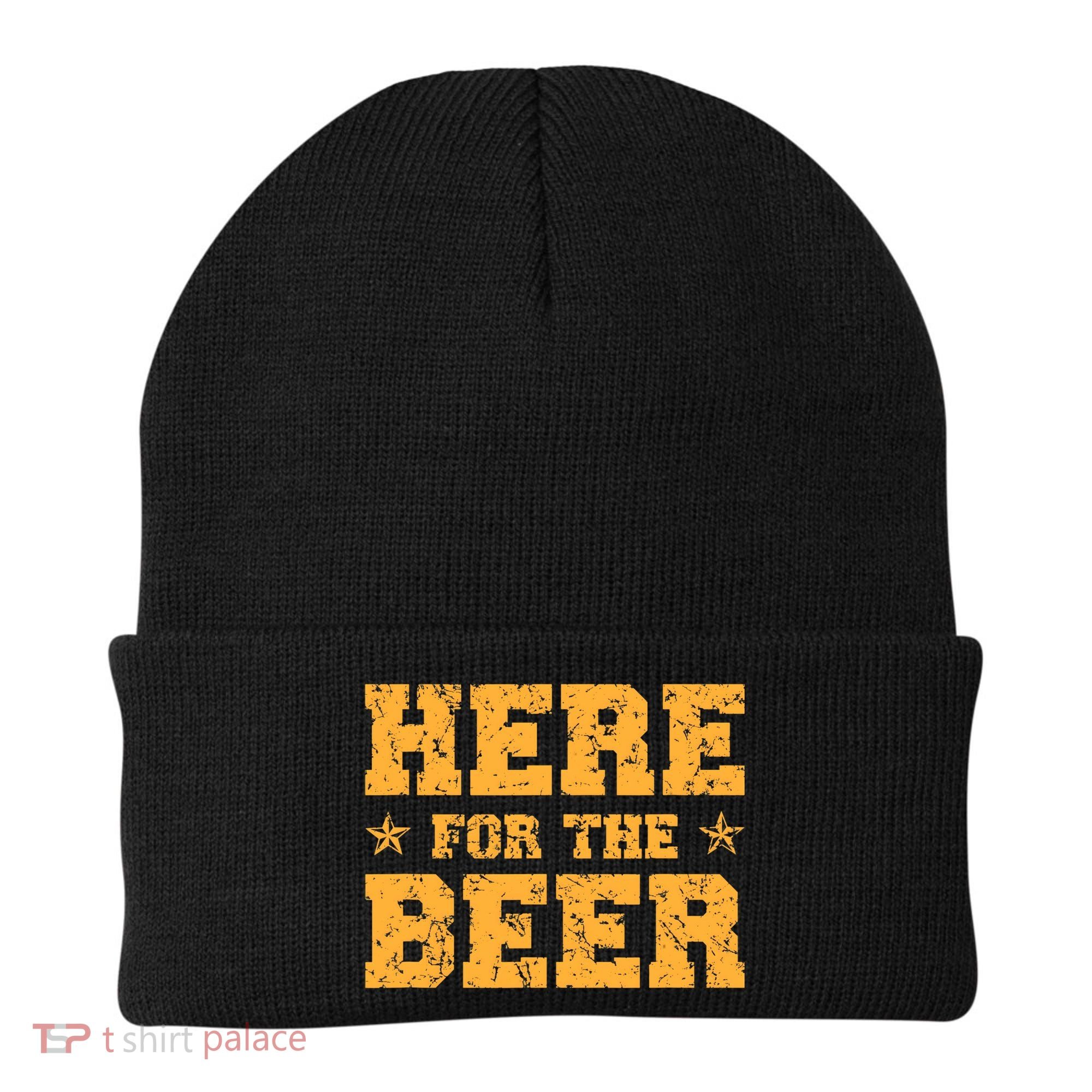 Here For The Beer Funny Drinking College Party Beanie