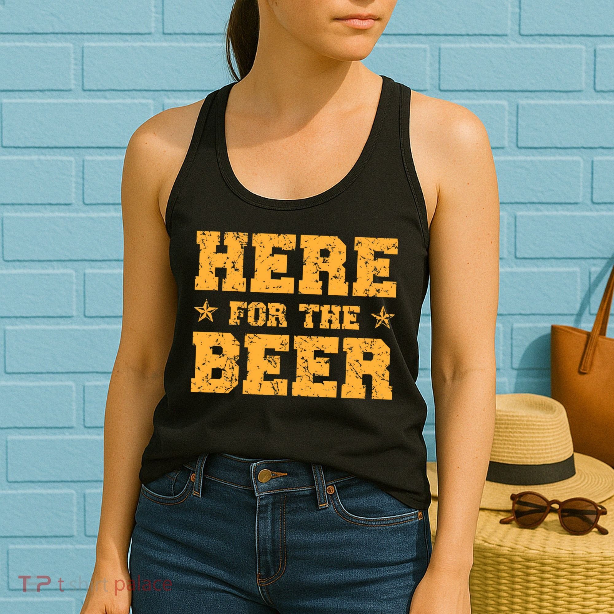 Here For The Beer Funny Drinking College Party Women's Tank Top