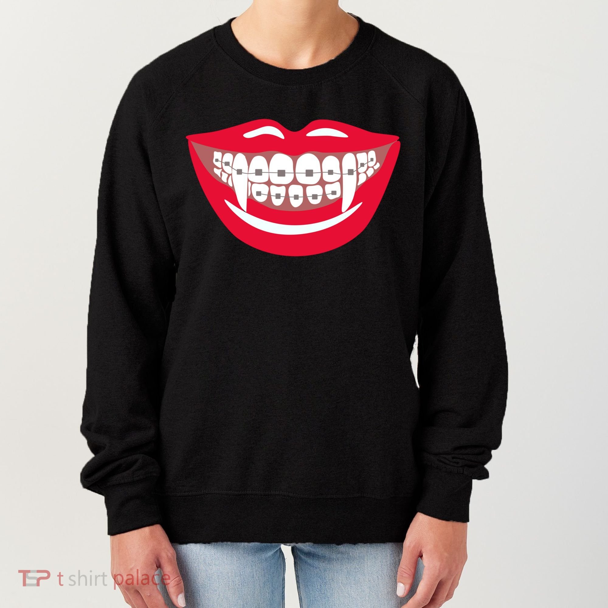 Halloween Funny Vampire Teeth Braces Orthodontist Dentist Cool Gift Women's Sweatshirt