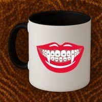 Halloween Funny Vampire Teeth Braces Orthodontist Dentist Cool Gift Coffee Mug thumb 2