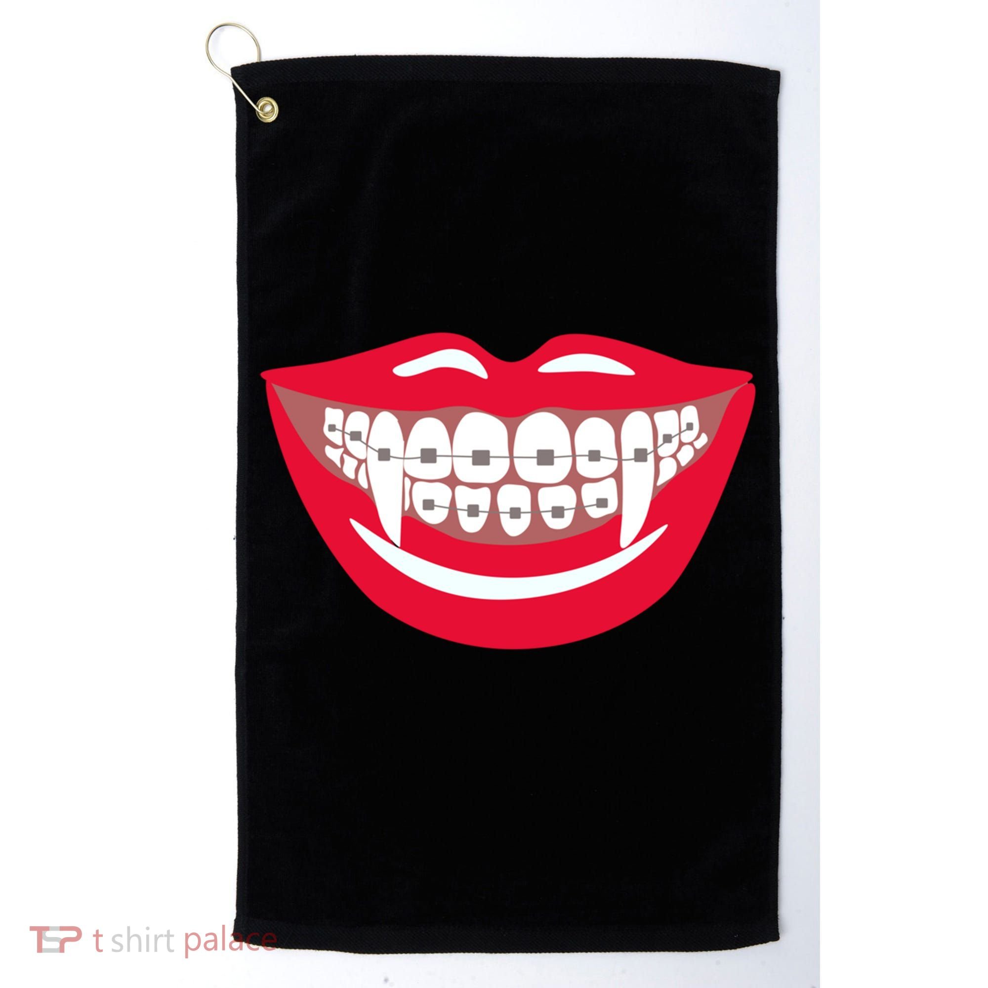 Halloween Funny Vampire Teeth Braces Orthodontist Dentist Cool Gift Golf Towel