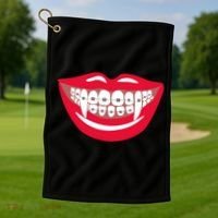 Halloween Funny Vampire Teeth Braces Orthodontist Dentist Cool Gift Golf Towel thumb 1