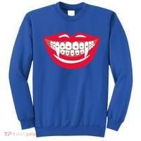 Halloween Funny Vampire Teeth Braces Orthodontist Dentist Cool Gift Sweatshirt thumb 0