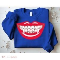 Halloween Funny Vampire Teeth Braces Orthodontist Dentist Cool Gift Sweatshirt thumb 2