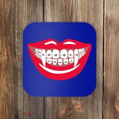 Halloween Funny Vampire Teeth Braces Orthodontist Dentist Cool Gift Coaster