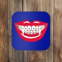 Halloween Funny Vampire Teeth Braces Orthodontist Dentist Cool Gift Coaster thumb 0