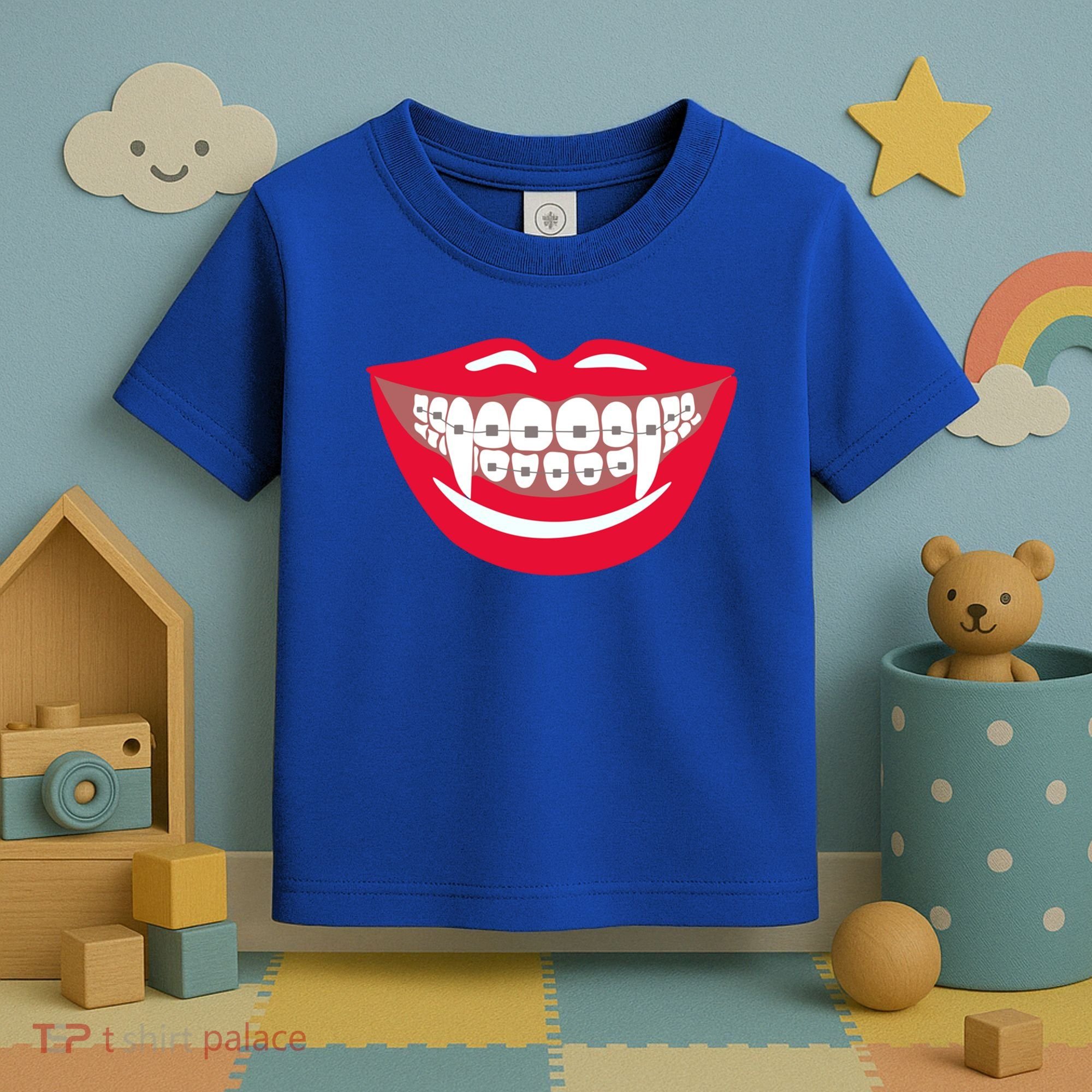 Halloween Funny Vampire Teeth Braces Orthodontist Dentist Cool Gift Toddler T-Shirt