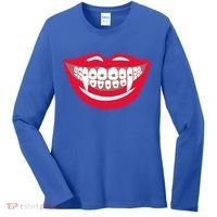 Halloween Funny Vampire Teeth Braces Orthodontist Dentist Cool Gift Women's Long Sleeve Shirt thumb 0