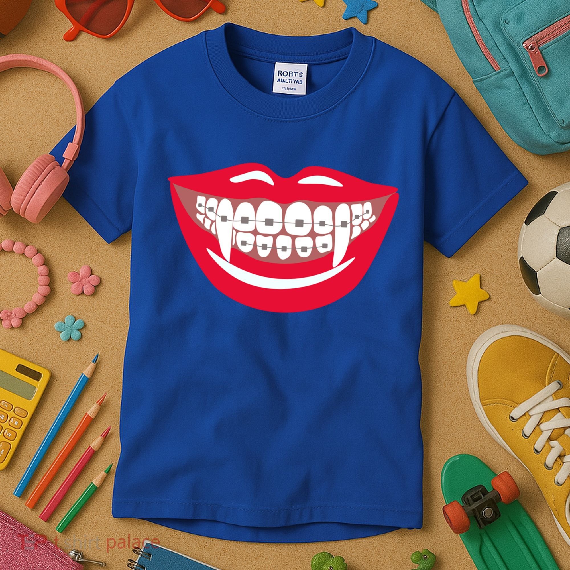 Halloween Funny Vampire Teeth Braces Orthodontist Dentist Cool Gift Kids T-Shirt