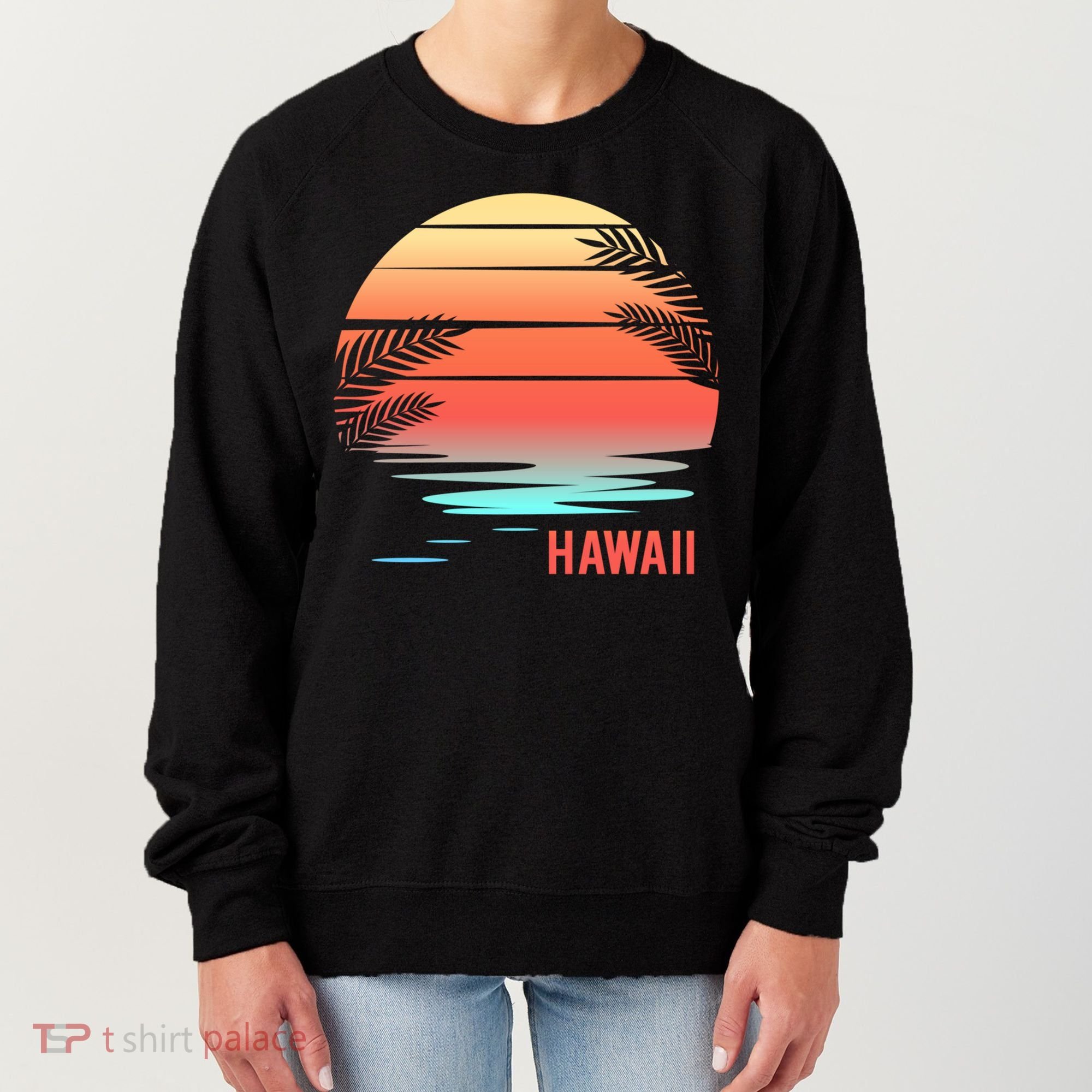 Hawaii Family Vacation Sunset Illustration Gift Women's Sweatshirt