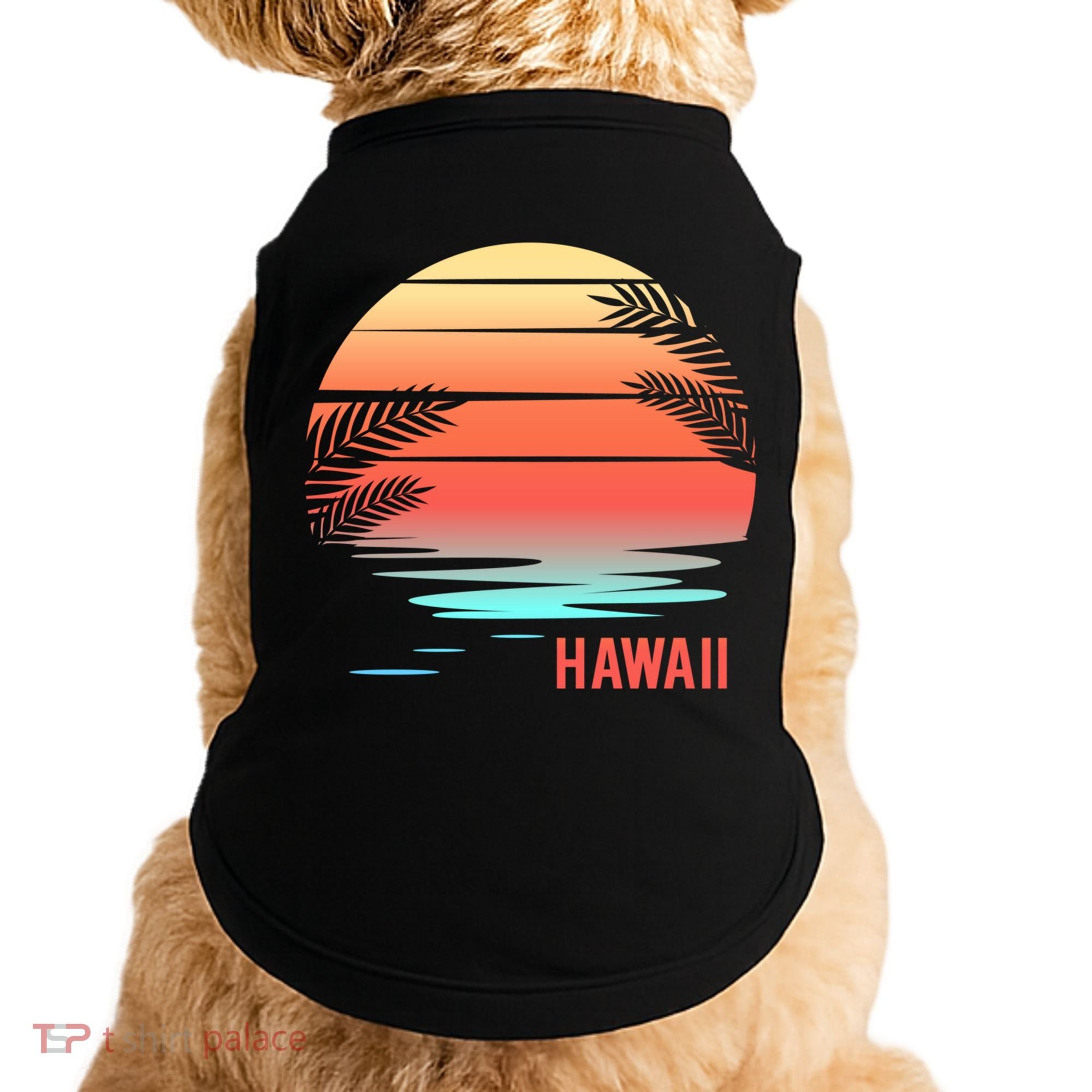 Hawaii Family Vacation Sunset Illustration Gift Doggie Tank