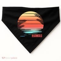Hawaii Family Vacation Sunset Illustration Gift USA-Made Doggie Bandana thumb 0