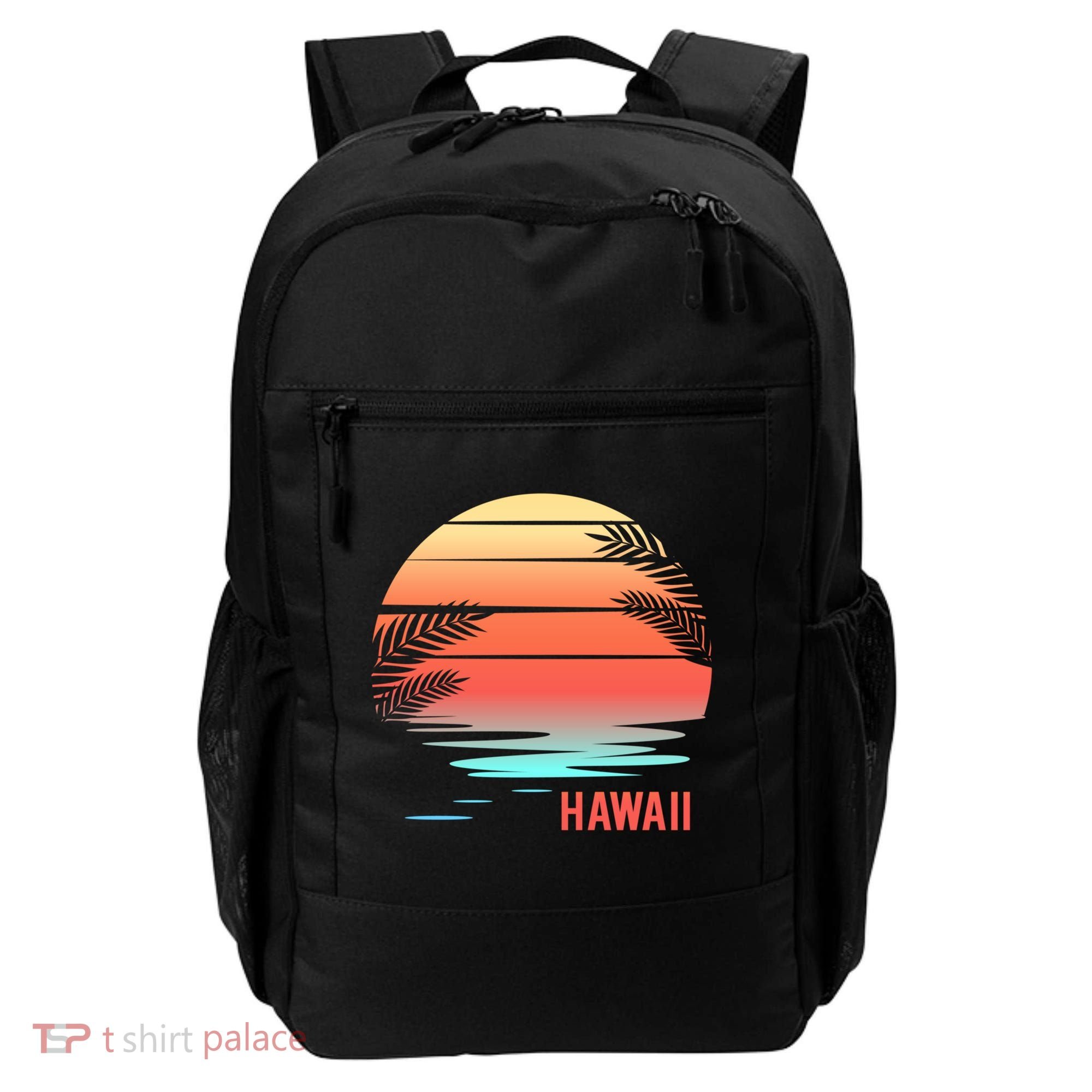 Hawaii Family Vacation Sunset Illustration Gift Backpack