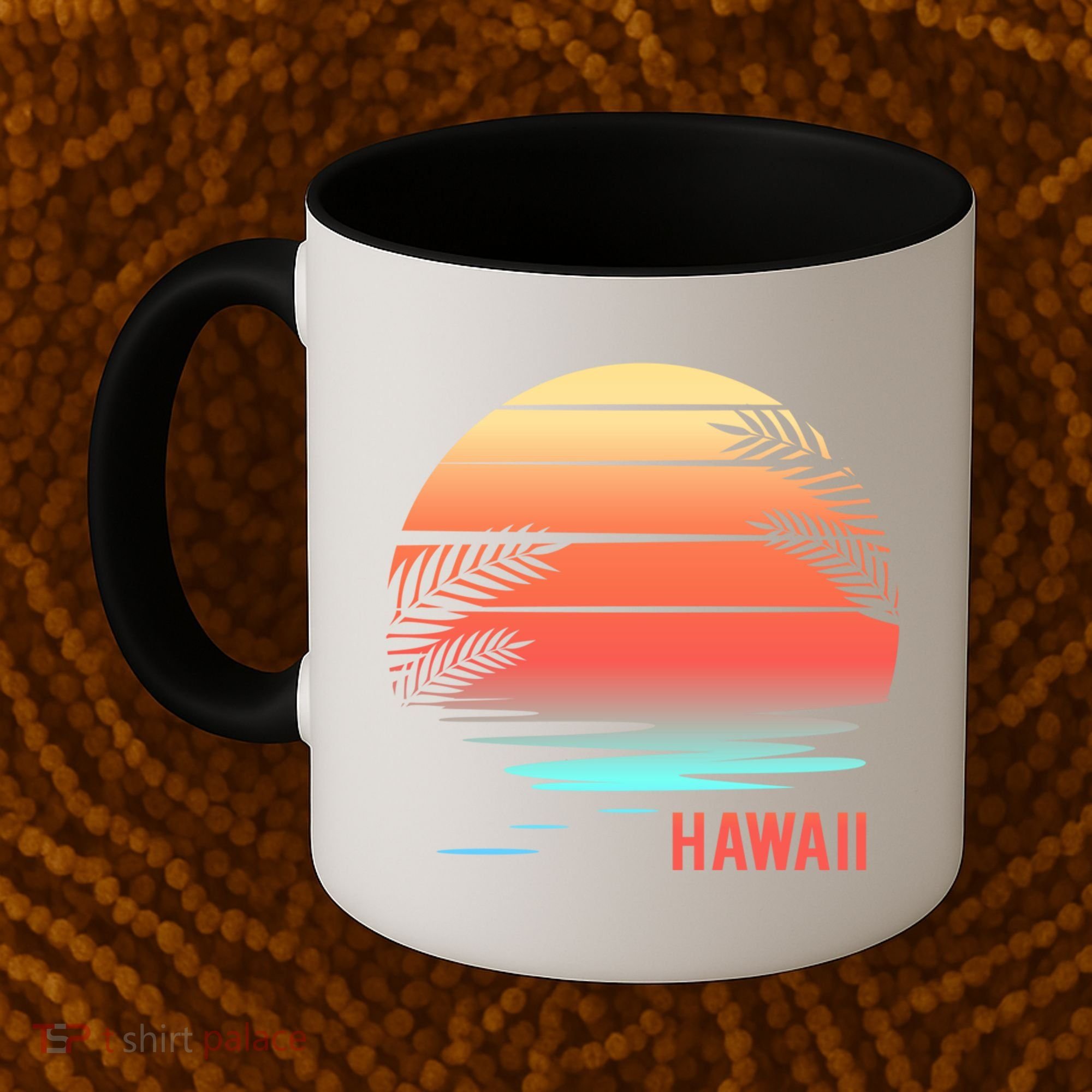 Hawaii Family Vacation Sunset Illustration Gift Coffee Mug