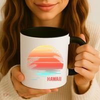 Hawaii Family Vacation Sunset Illustration Gift Coffee Mug thumb 3