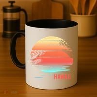 Hawaii Family Vacation Sunset Illustration Gift Coffee Mug thumb 4