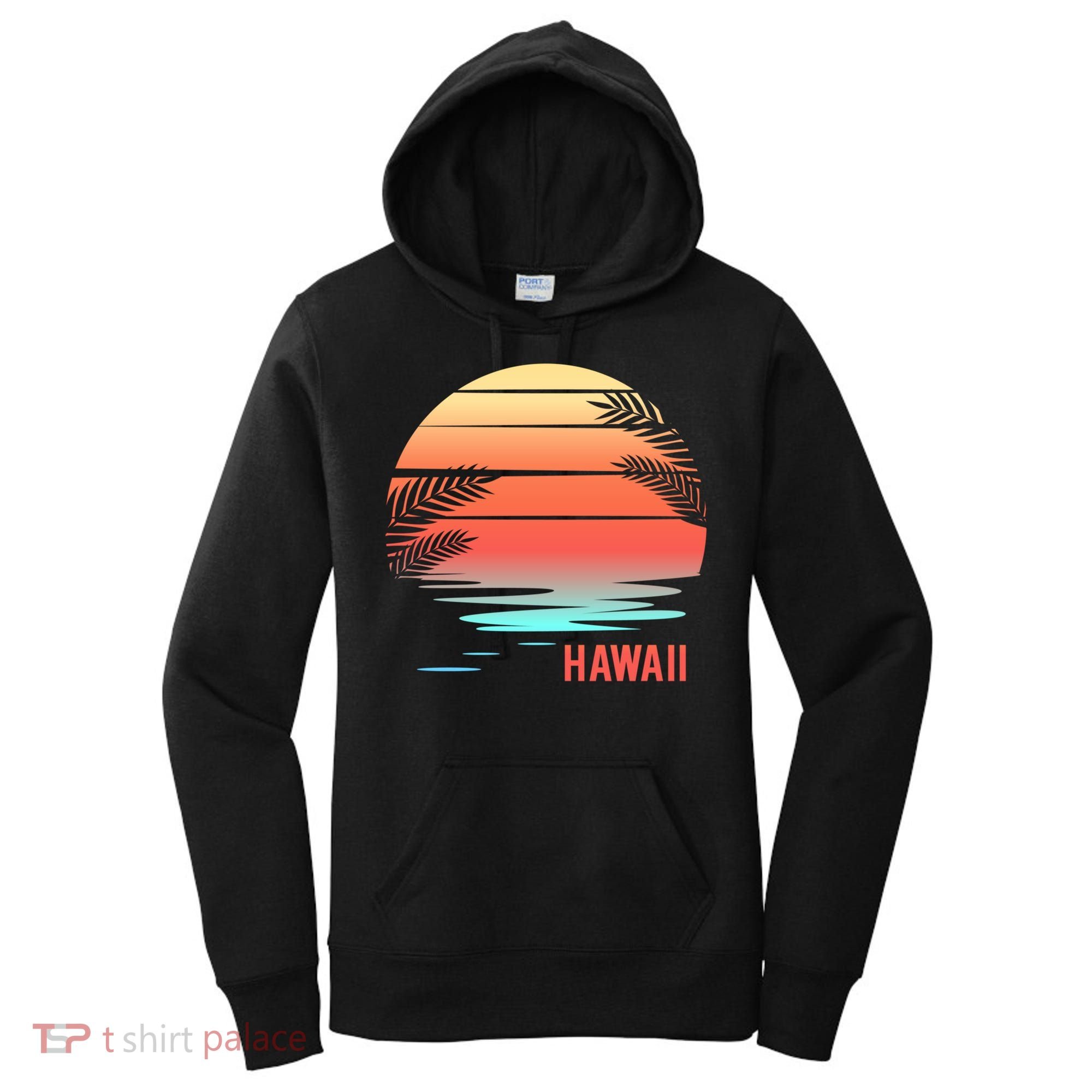 Hawaii Family Vacation Sunset Illustration Gift Women's Hoodie