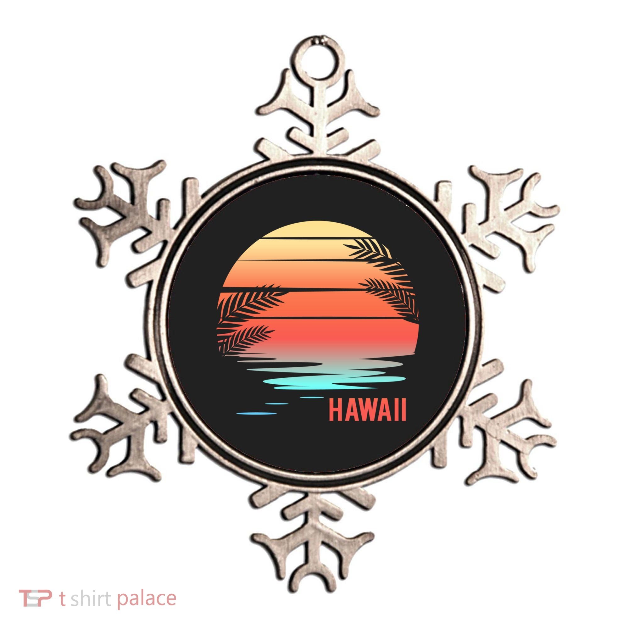 Hawaii Family Vacation Sunset Illustration Gift Ornament