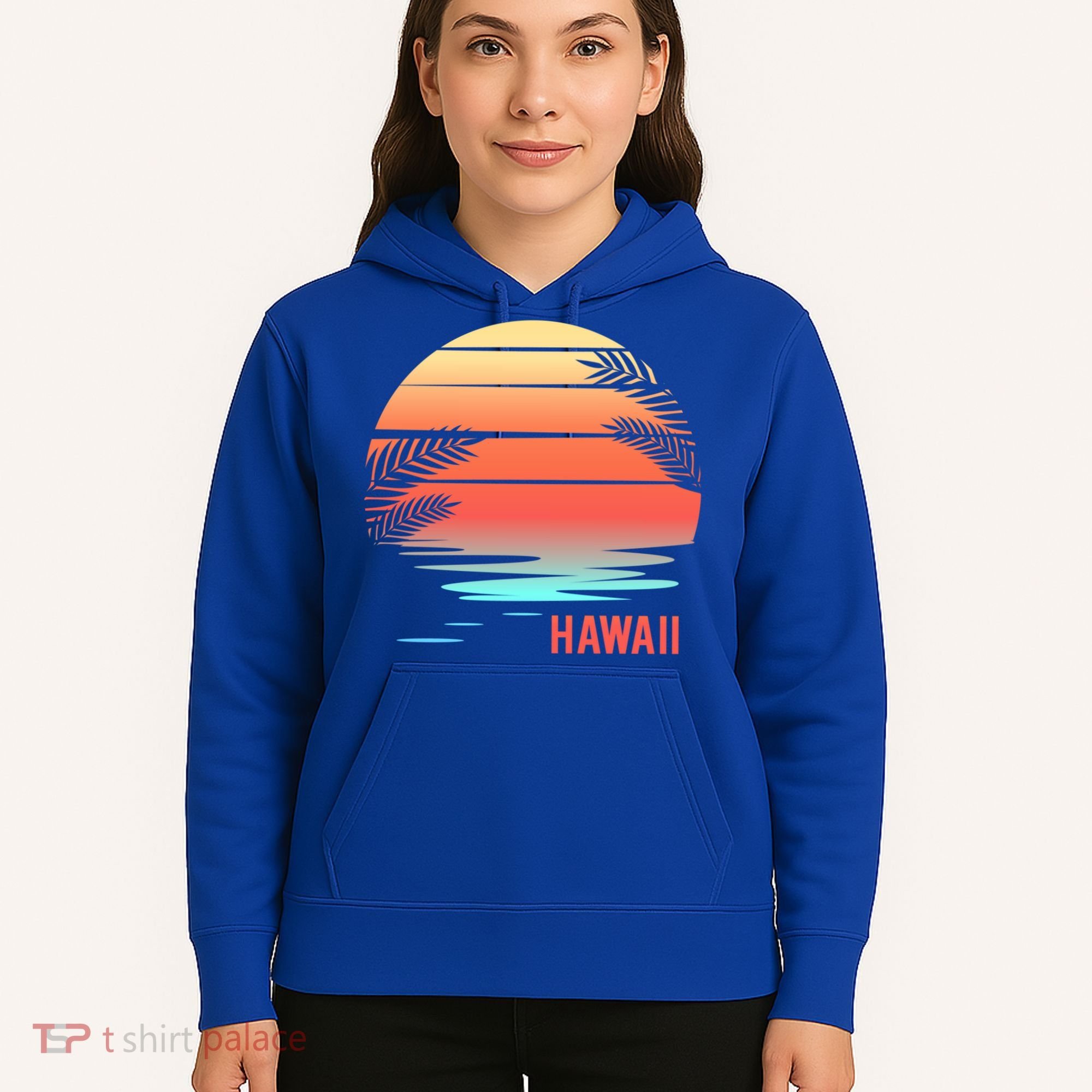 Hawaii Family Vacation Sunset Illustration Gift Hoodie